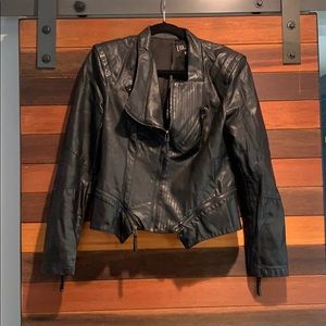 Black faux leather jacket w zippers